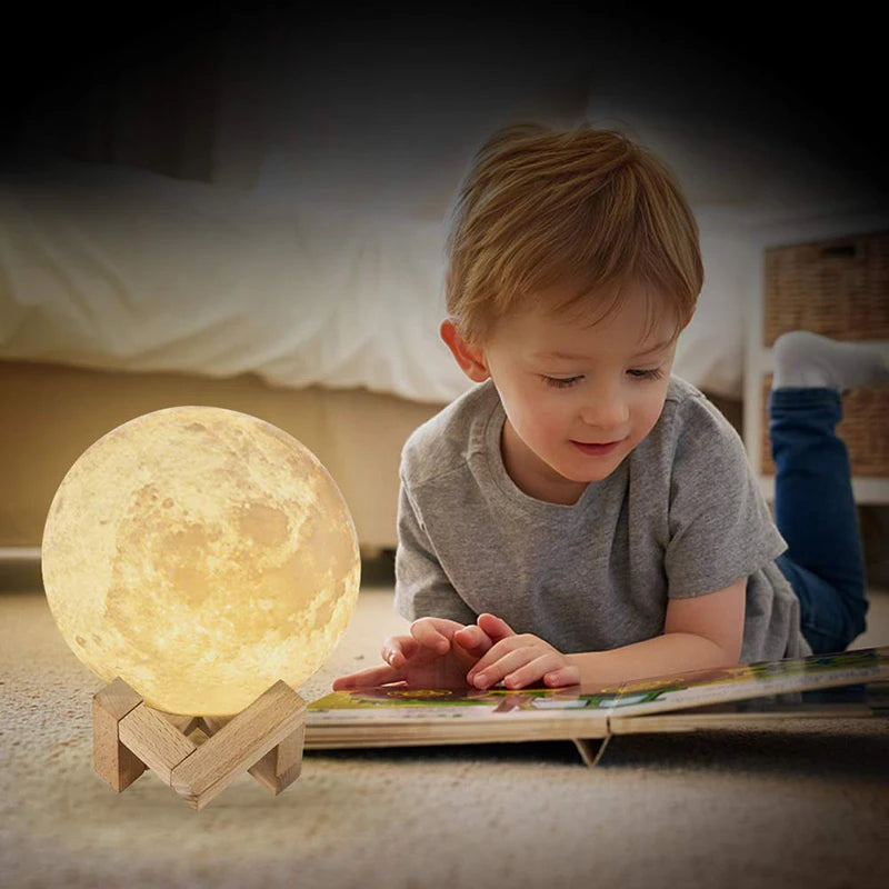 ZK20 LED Night Light 3D Print Moon Lamp Rechargeable Color Change 3D Light Touch Moon Lamp Children'S Lights Night Lamp for Home