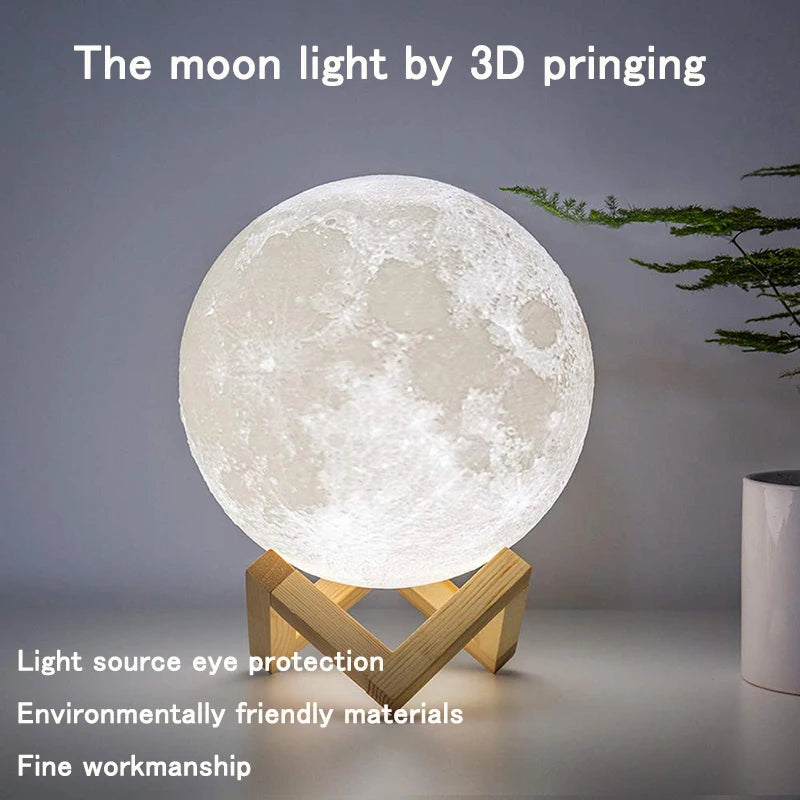 ZK20 LED Night Light 3D Print Moon Lamp Rechargeable Color Change 3D Light Touch Moon Lamp Children'S Lights Night Lamp for Home